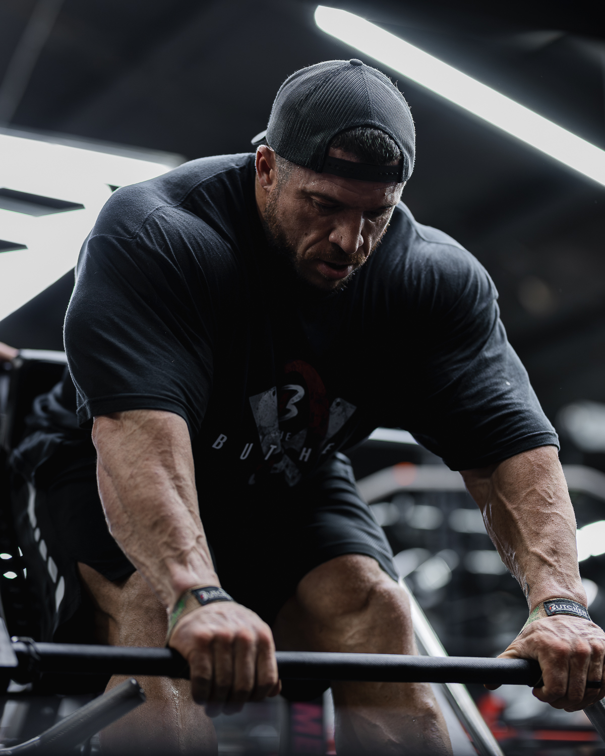 Athlete pulling heavy weight with Butcher Hooks